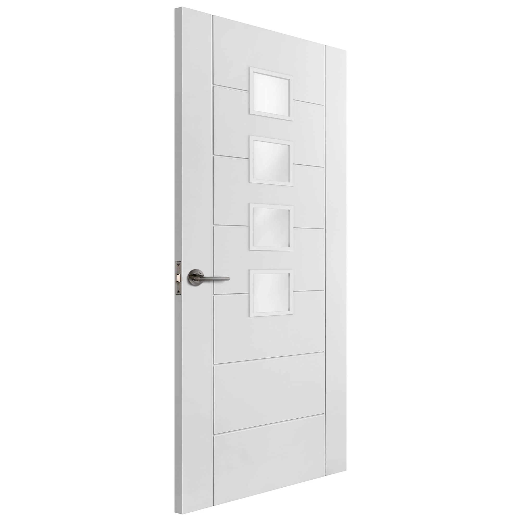 White Internal Primed Pedrena 4 Light Obscure Glass Door - Image 2