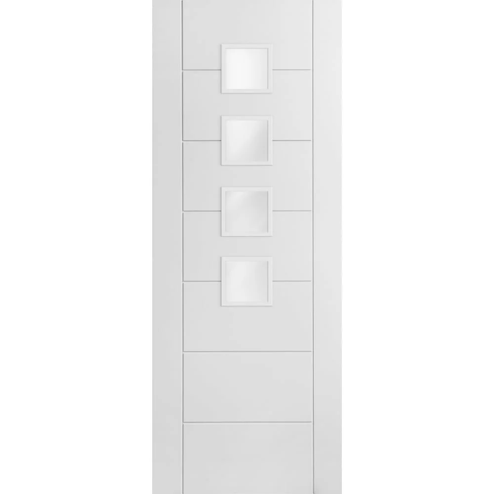 White Internal Primed Pedrena 4 Light Obscure Glass Door - Image 3
