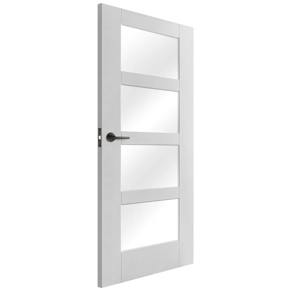White Internal Primed Shaker 4 Light Clear Glass FD30 Fire Door - Image 2