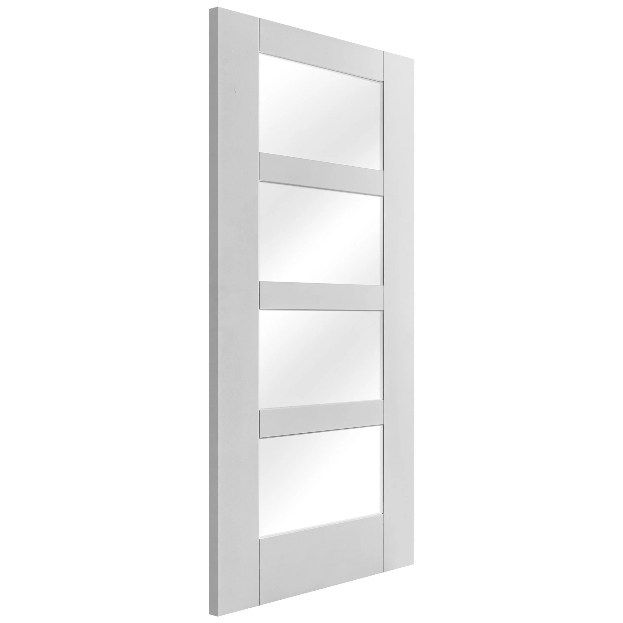 White Internal Primed Shaker 4 Light Clear Glass Made-to-Measure Door - Image 4