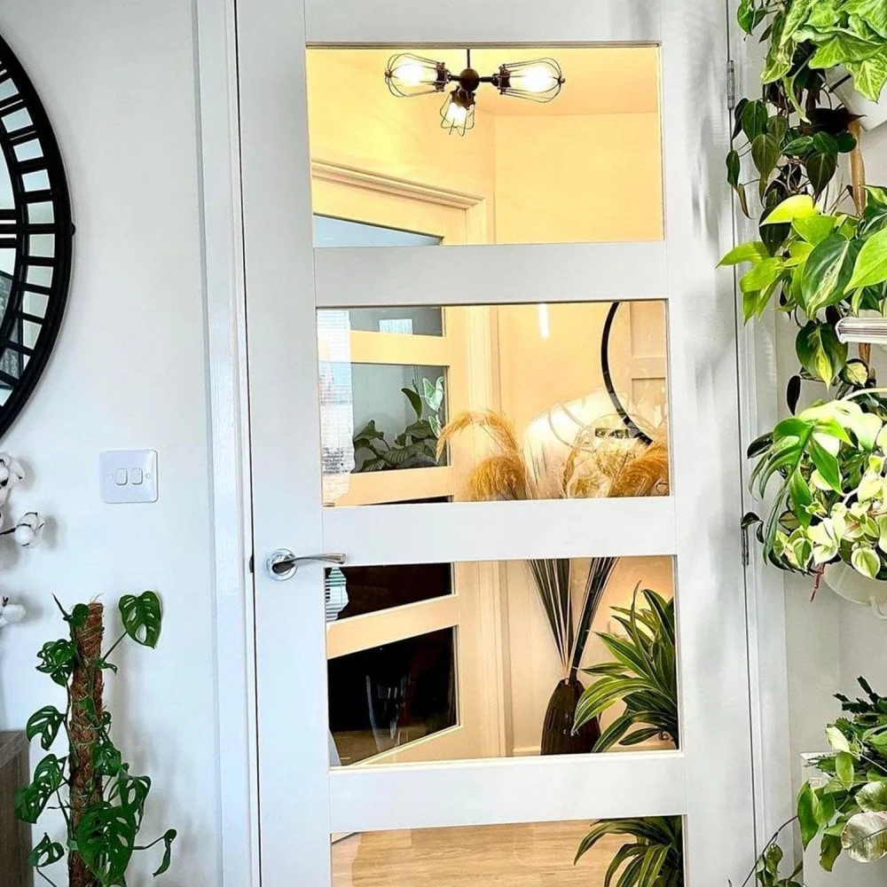 White Internal Primed Shaker 4 Light Clear Glass Made-to-Measure Door - Image 5