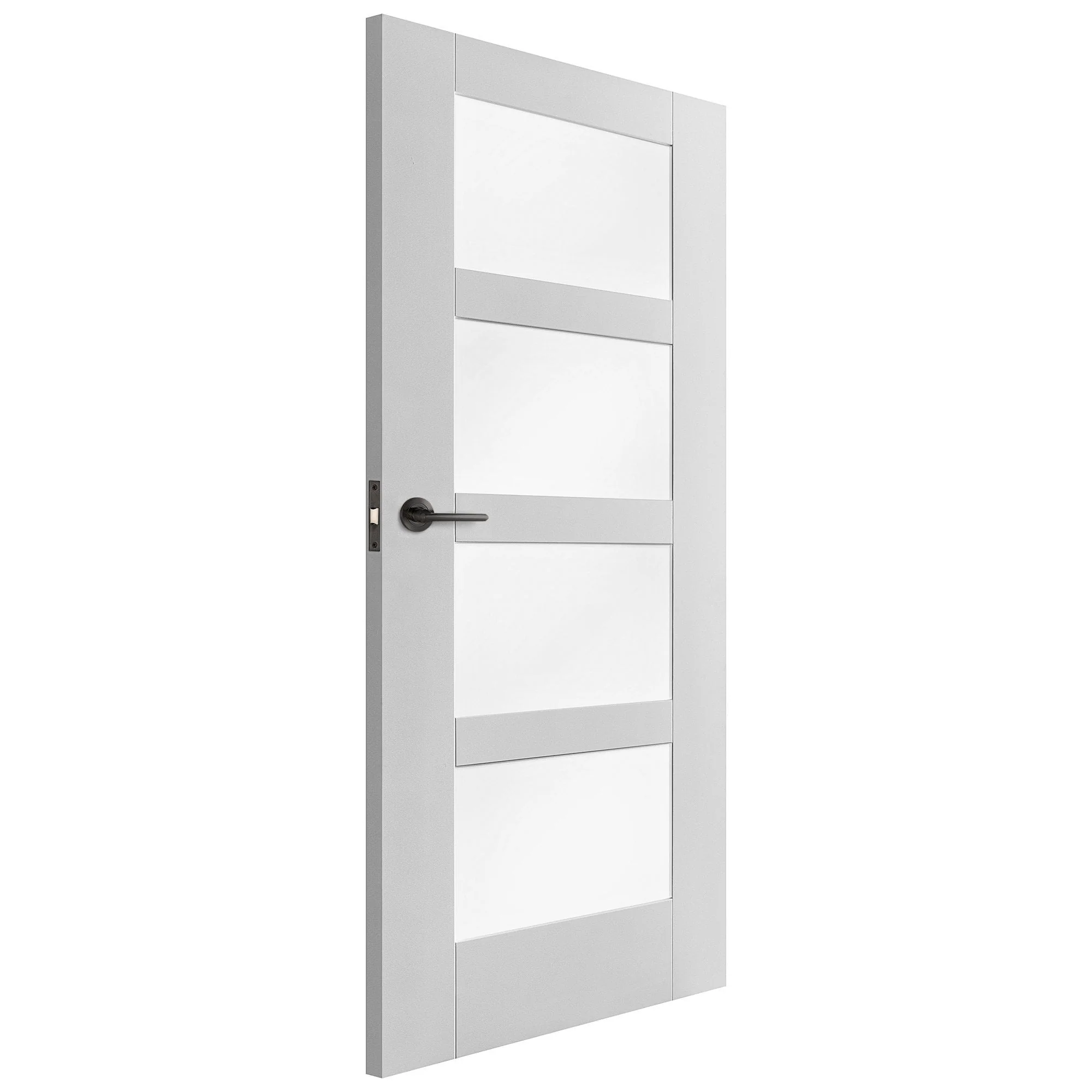 White Internal Primed Shaker 4 Light Obscure Glass Made-to-Measure Door - Image 4