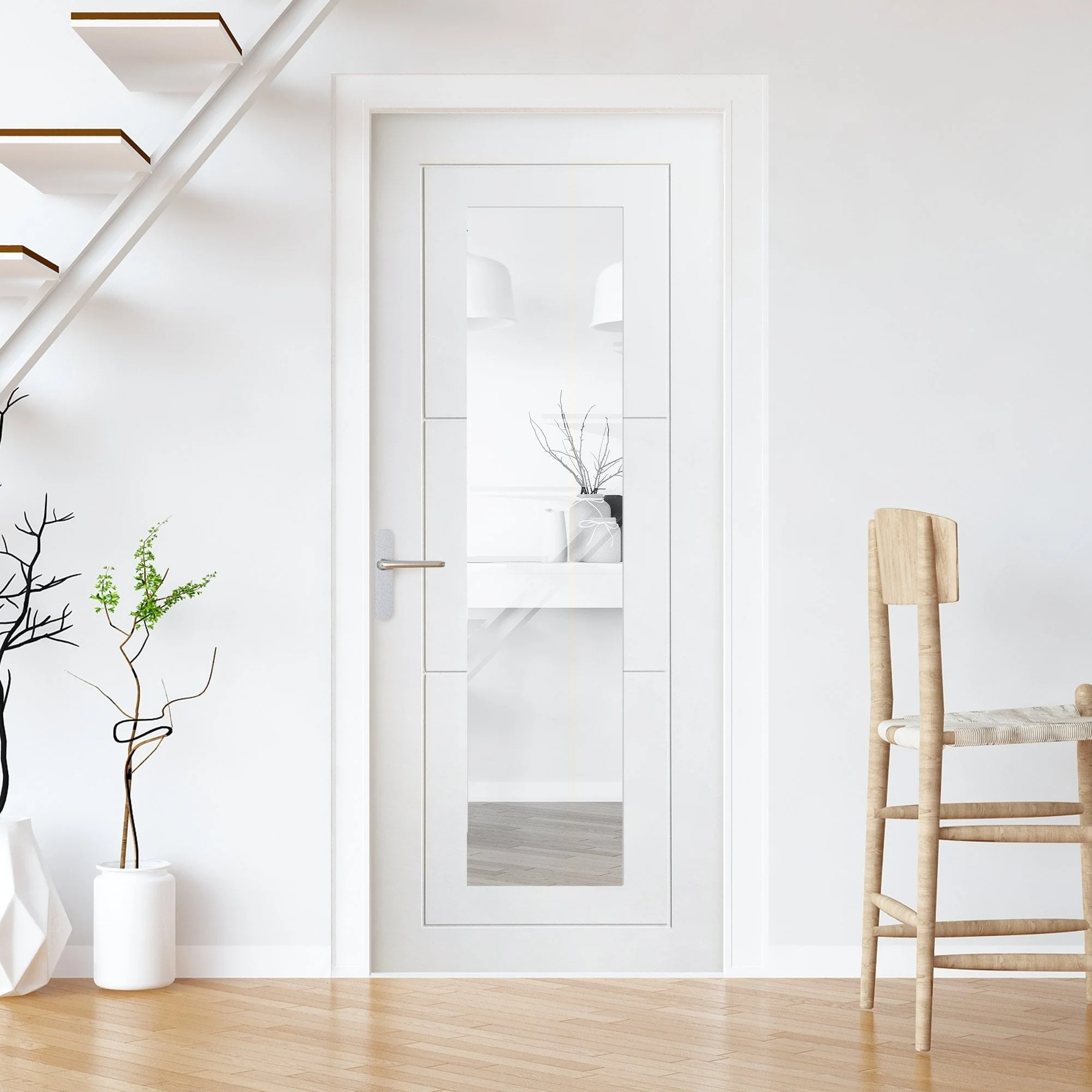 White Internal Primed Temple 1 Light Clear Glass Door