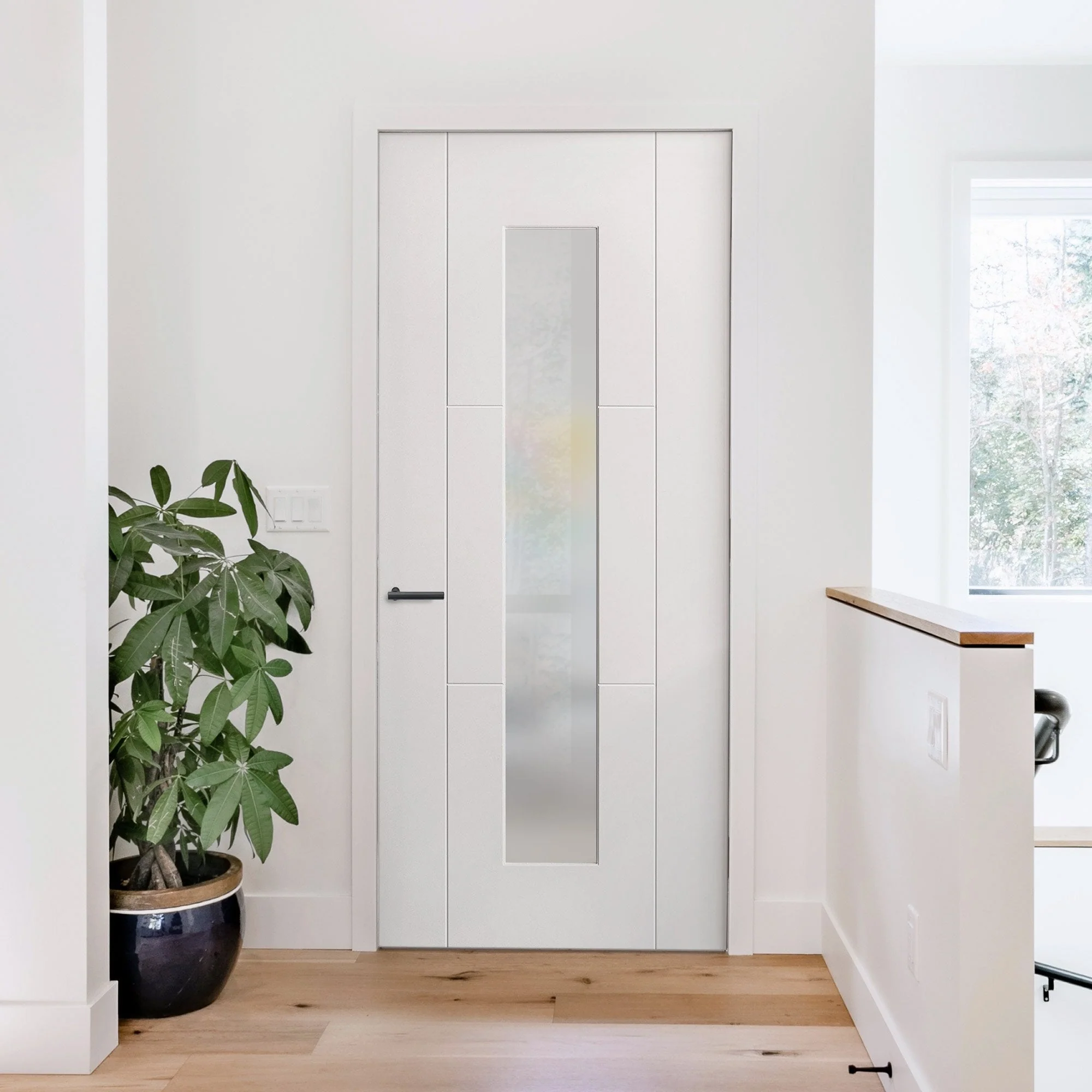 White Internal Primed Trent 3 Panel 1 Light Obscure Glass Made-to-Measure Door