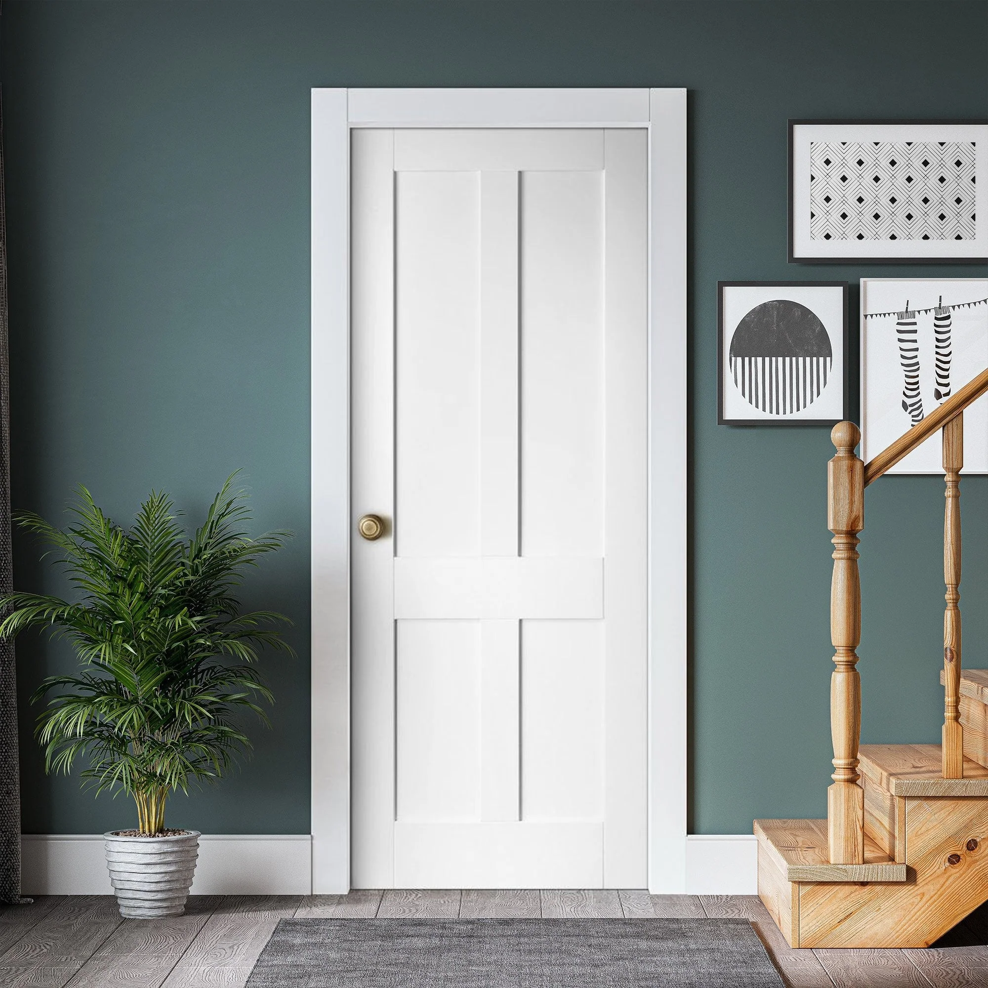 White Internal Primed Victorian Shaker 4 Panel Made-to-Measure Door