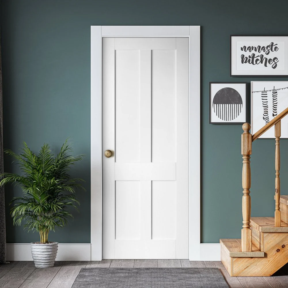 White Internal Primed Victorian Shaker 4 Panel Made-to-Measure Door - Image 5