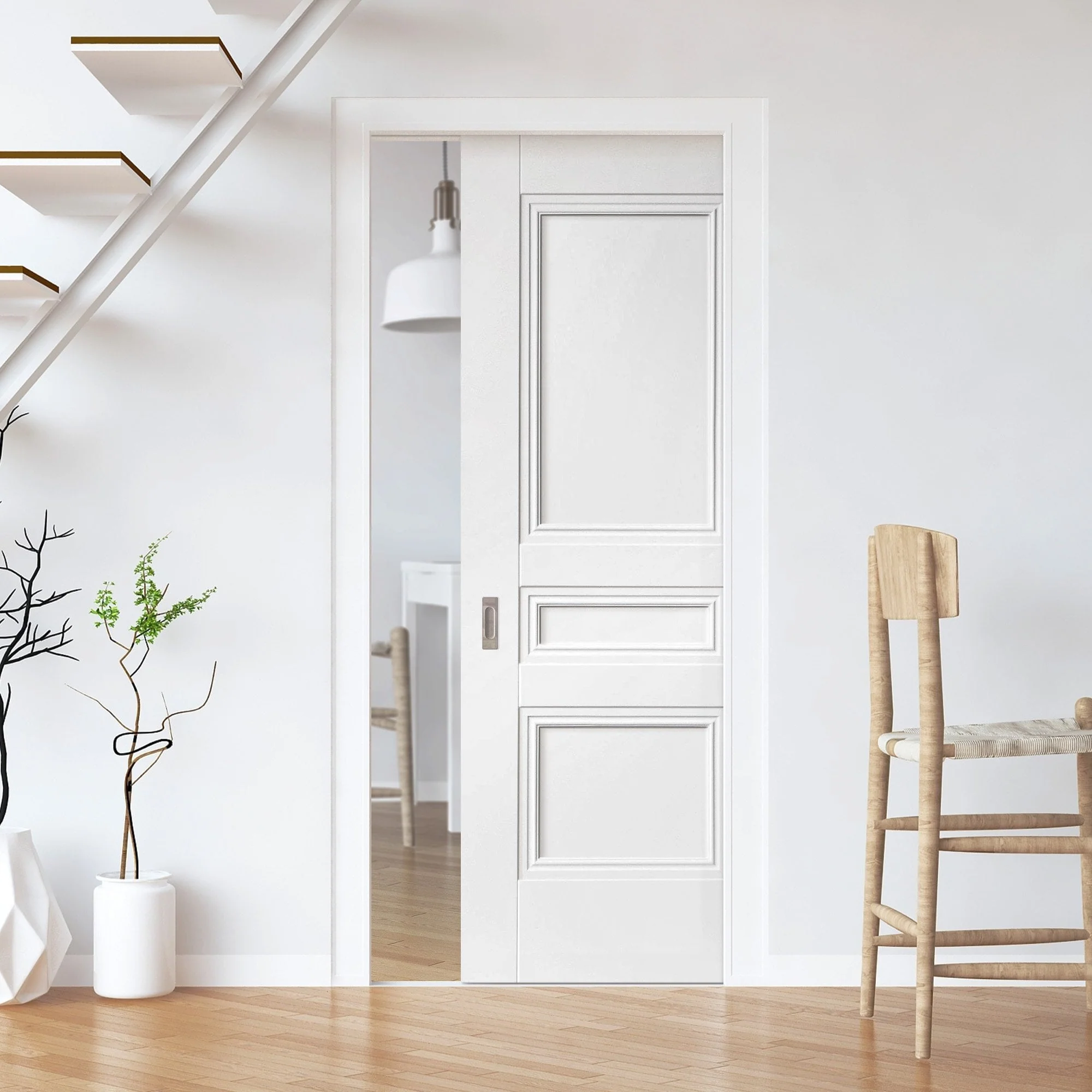White Primed Internal Elegance Henley Framed 100mm Pocket Door Set (123250)