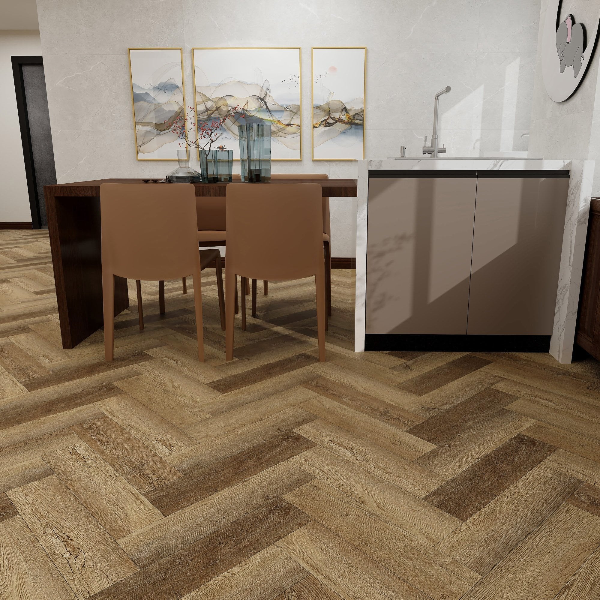 Farmhouse Oak - Lifestyle SPC Herringbone 5.5mm Rigid Core Vinyl Flooring
