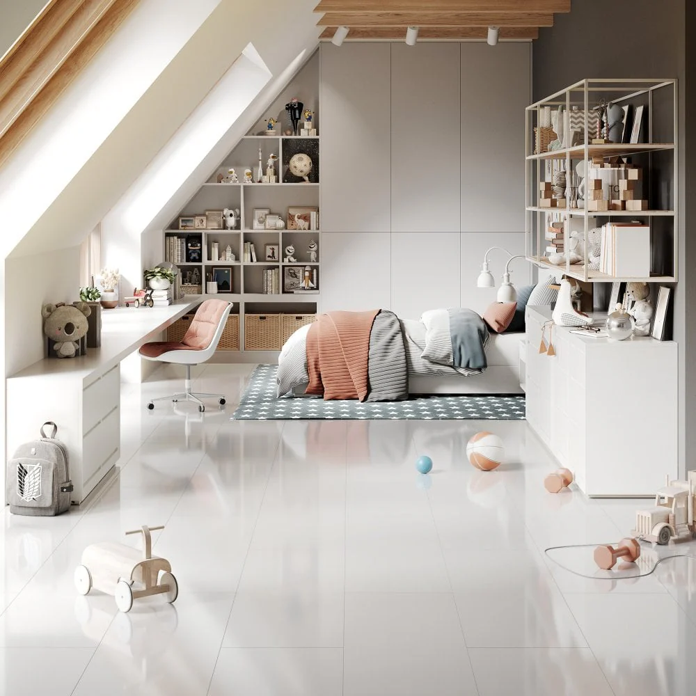 White - Lustre Flawless 8mm High Gloss Laminate Flooring - Image 3