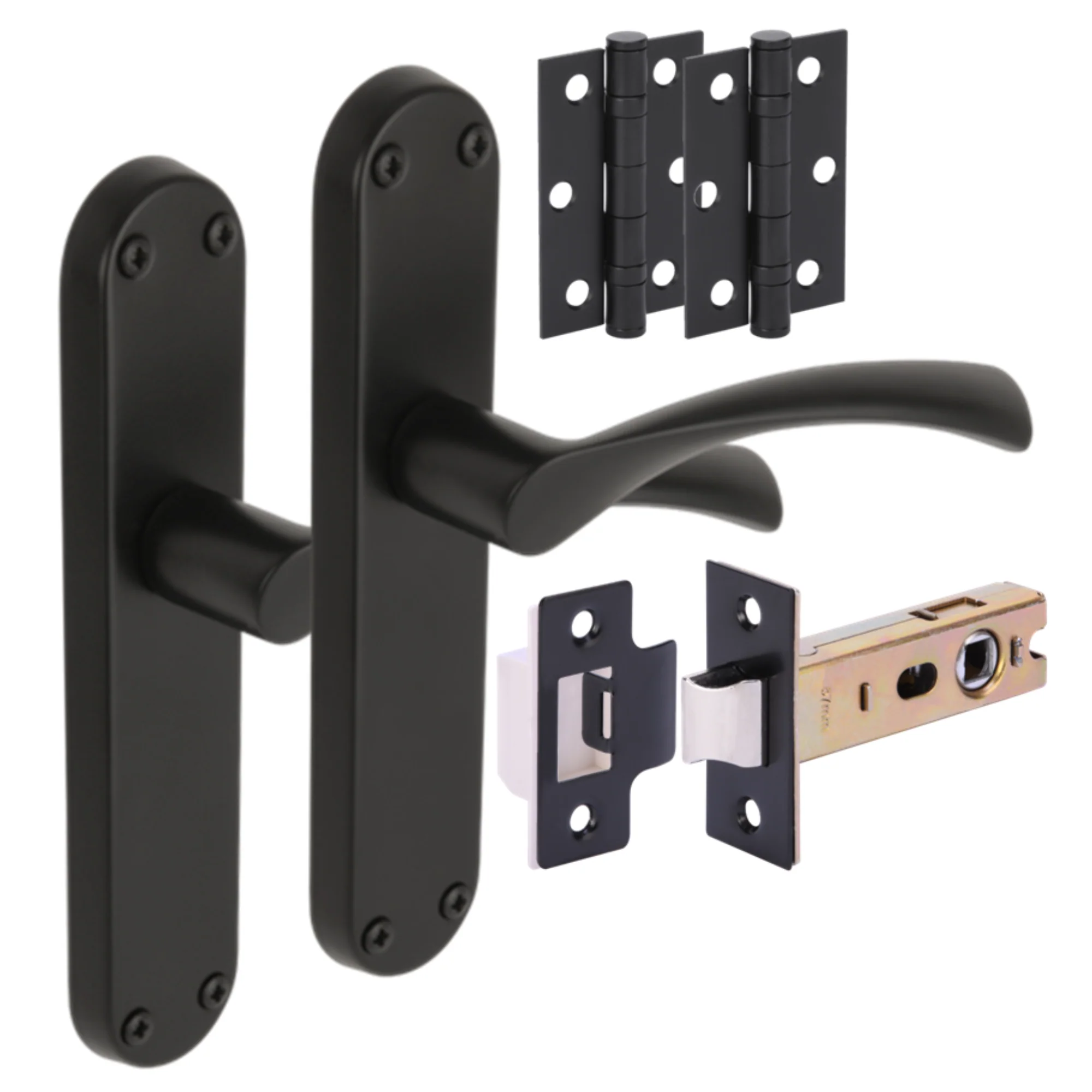 Lobo Lever on Backplate Handle Set - Black Matt