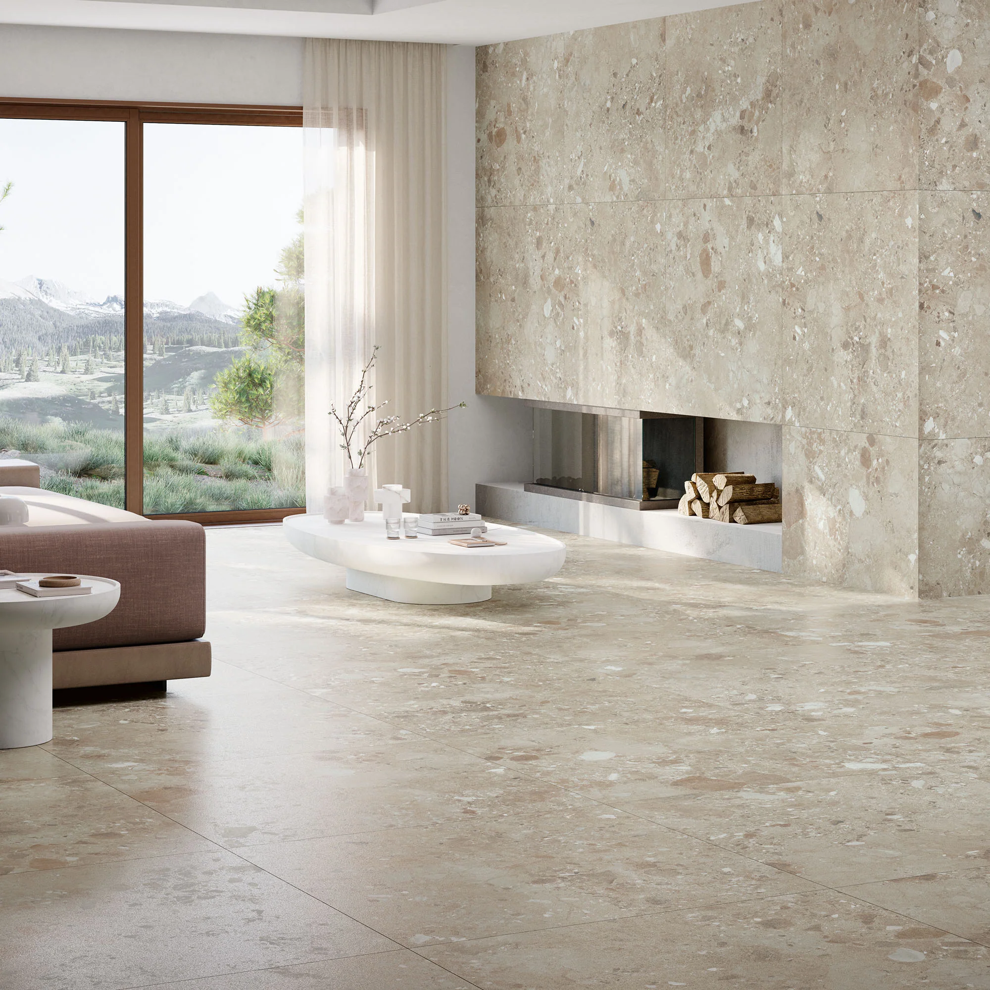 Natural - Terazzia 9mm Matt Tile Sample (P14814) - Image 4