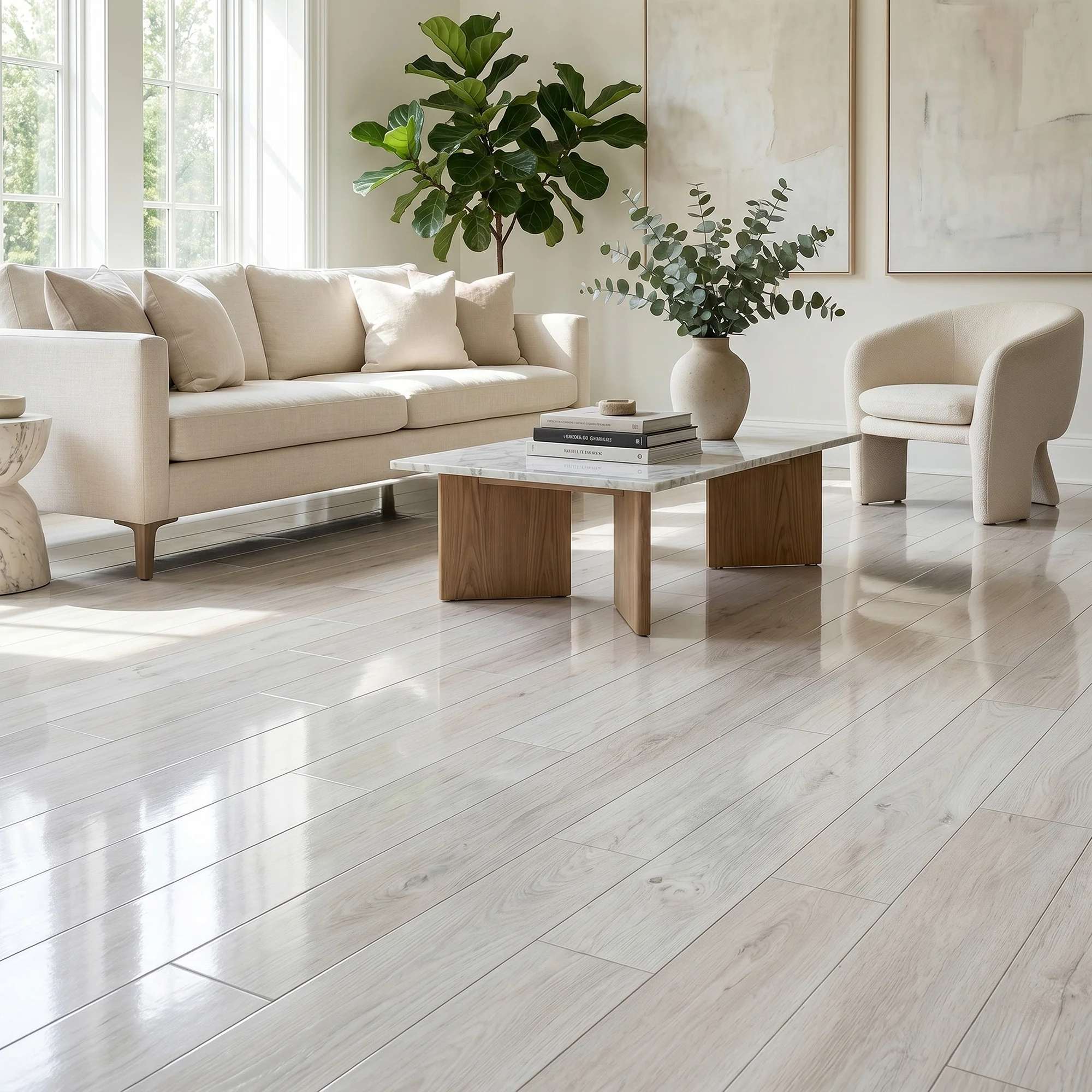 Oak Fresco Snow - Aqua Pro 8mm High Gloss Laminate Flooring - Image 3