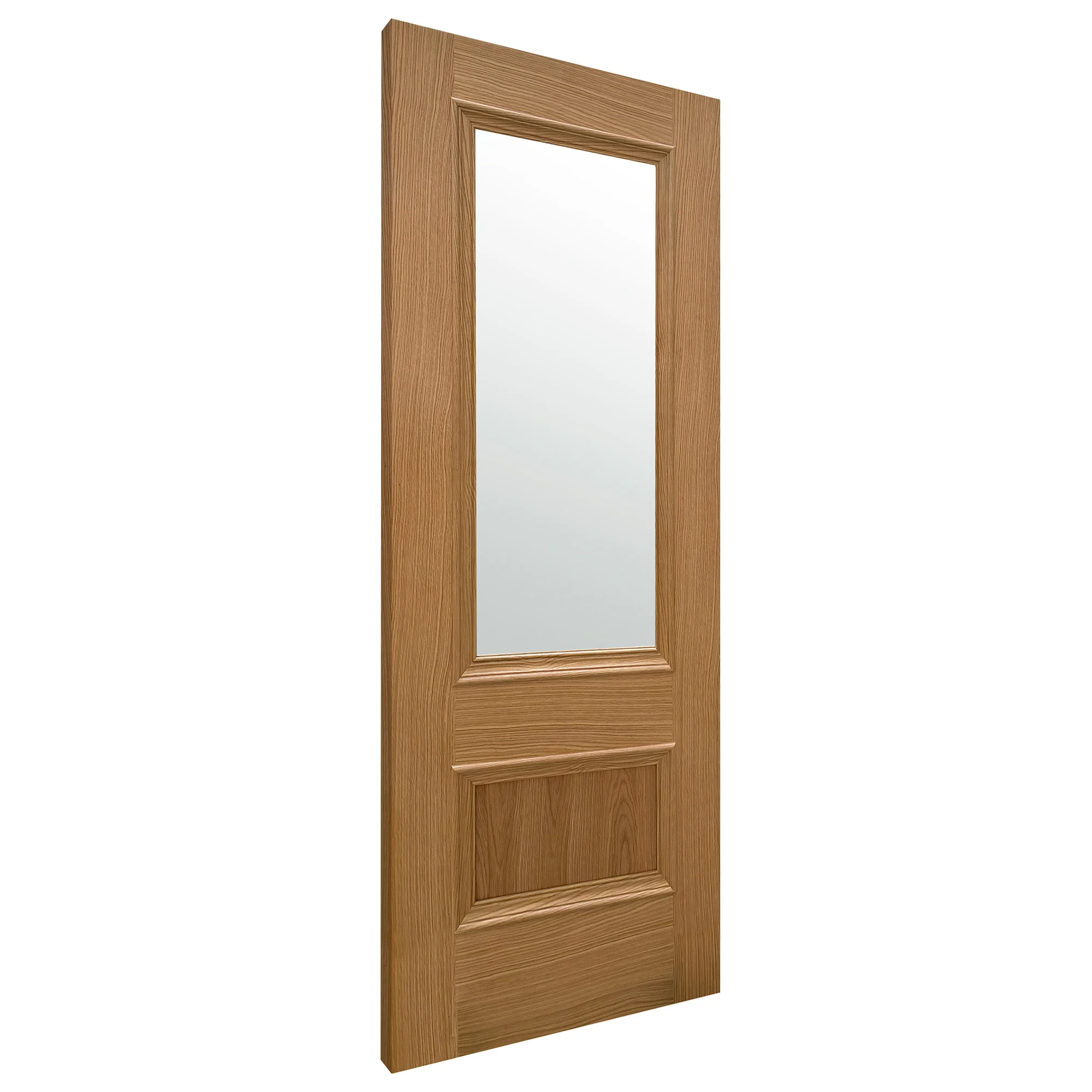 Oak Internal Fully Finished Clear Glass Mayfair 2 Panel Door - Image 4