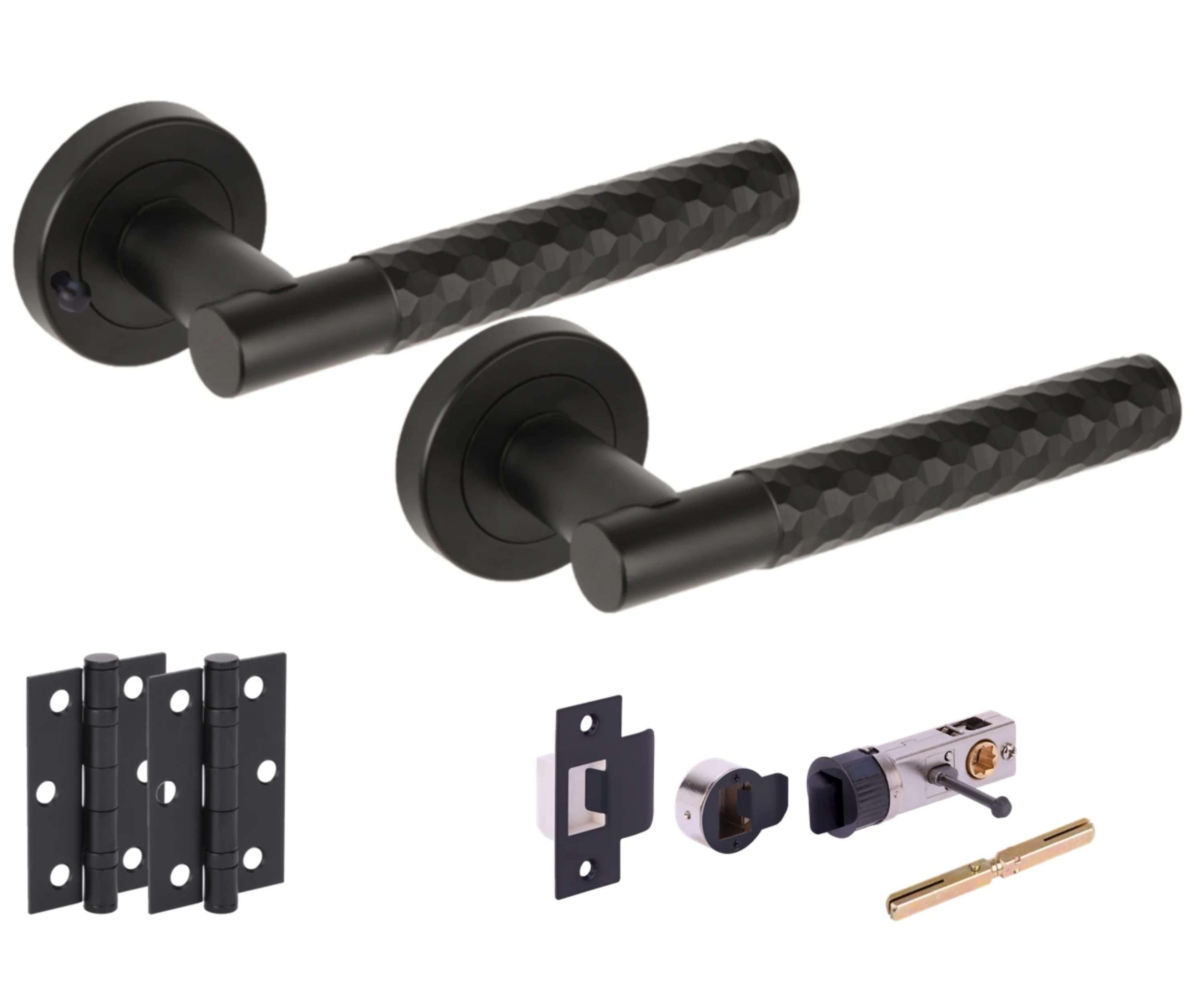 Roca Round Rose Privacy Lever Door Handle Set - Black Matt