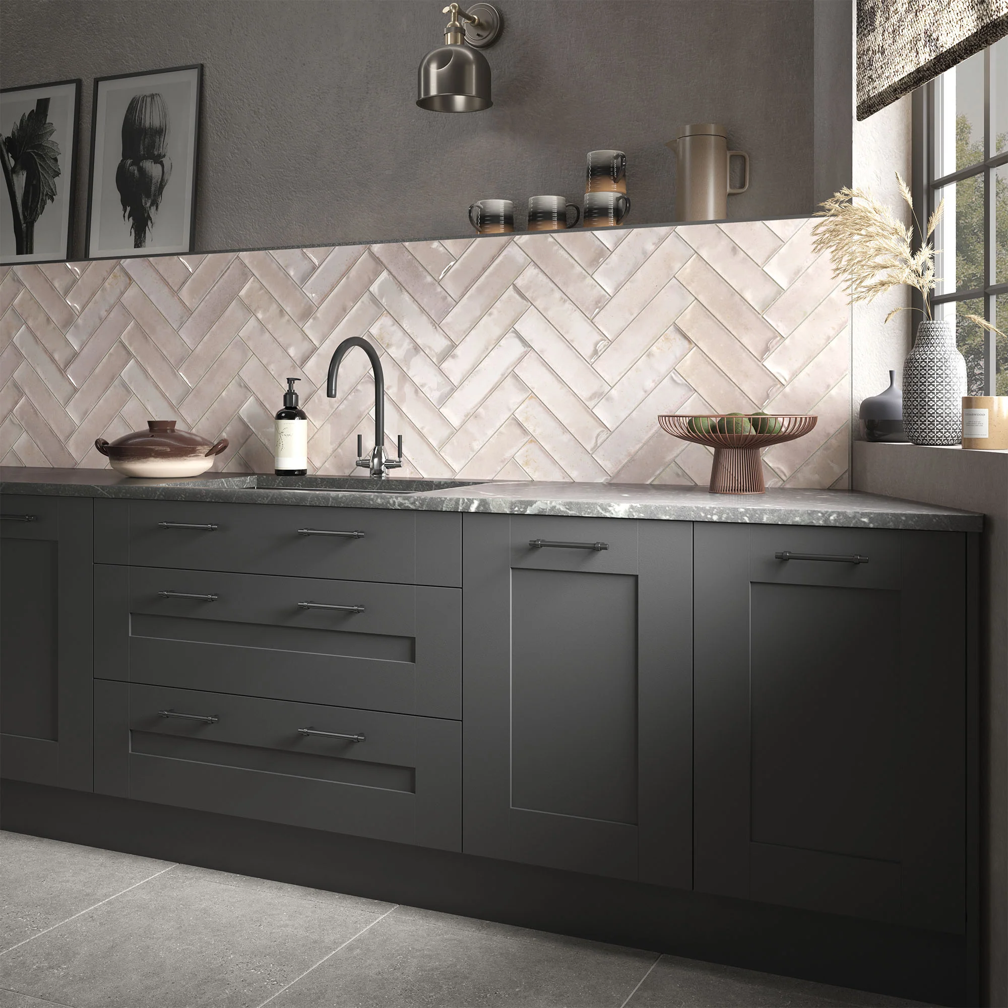 Rose - Aura 8mm Gloss Tile Sample (P11068) - Image 2
