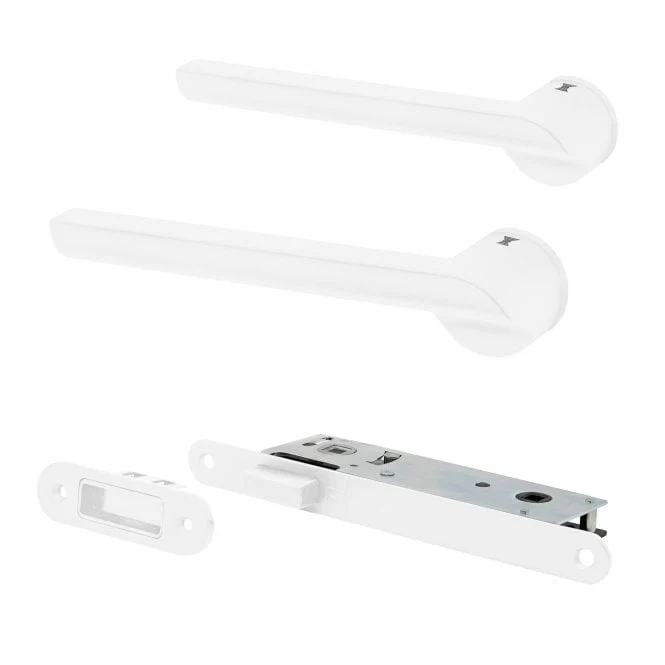 Studio Industrial Round Rose Lever Door Handle Set - Matt White