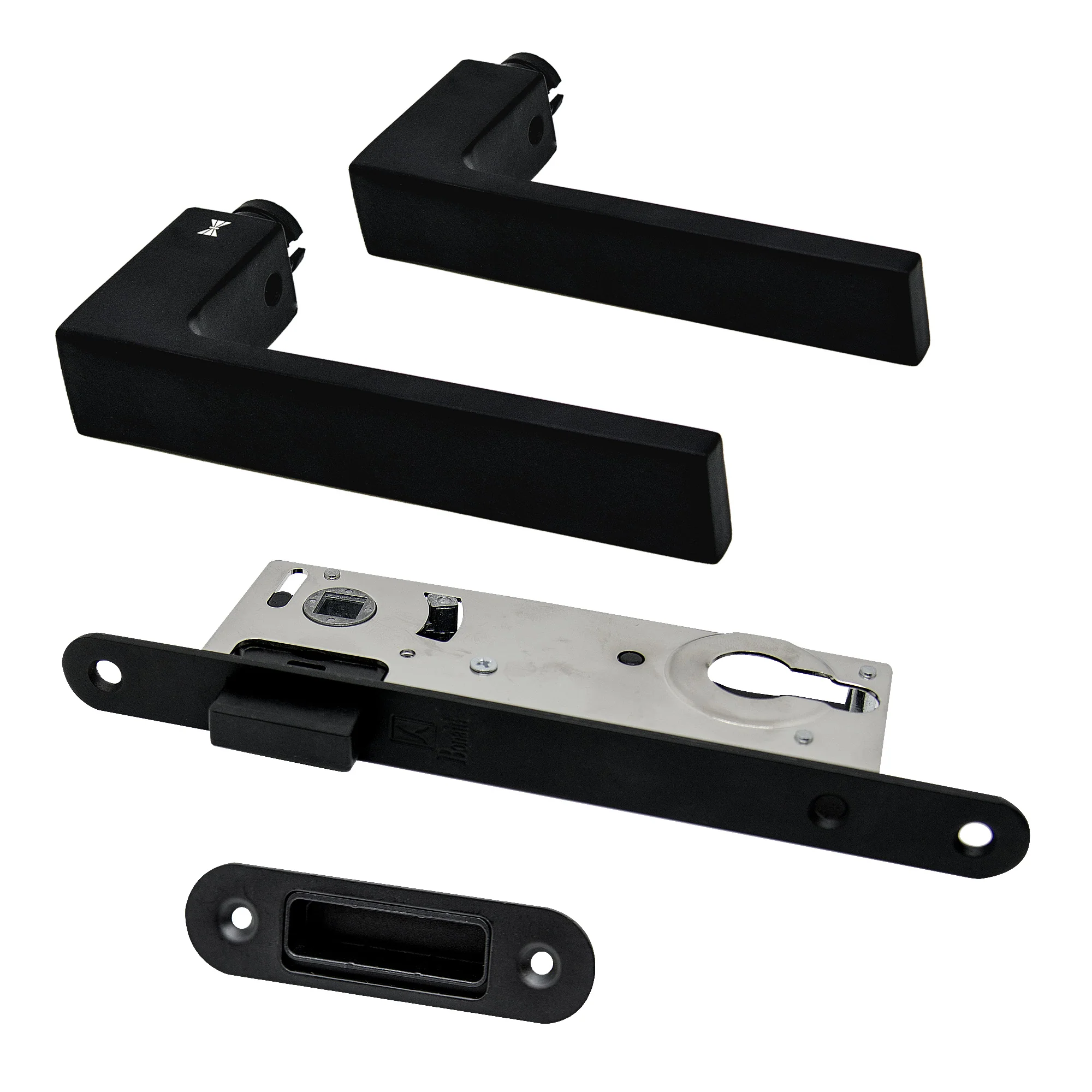 Studio Industrial Square Rose Euro Lock Door Handle Set - Matt Black