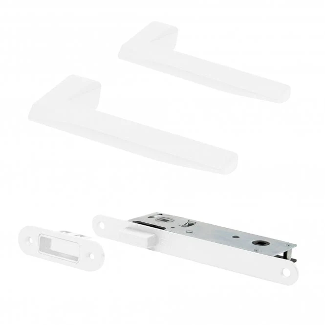 Studio Industrial Square Rose Slim Lever Door Handle Set - Matt White