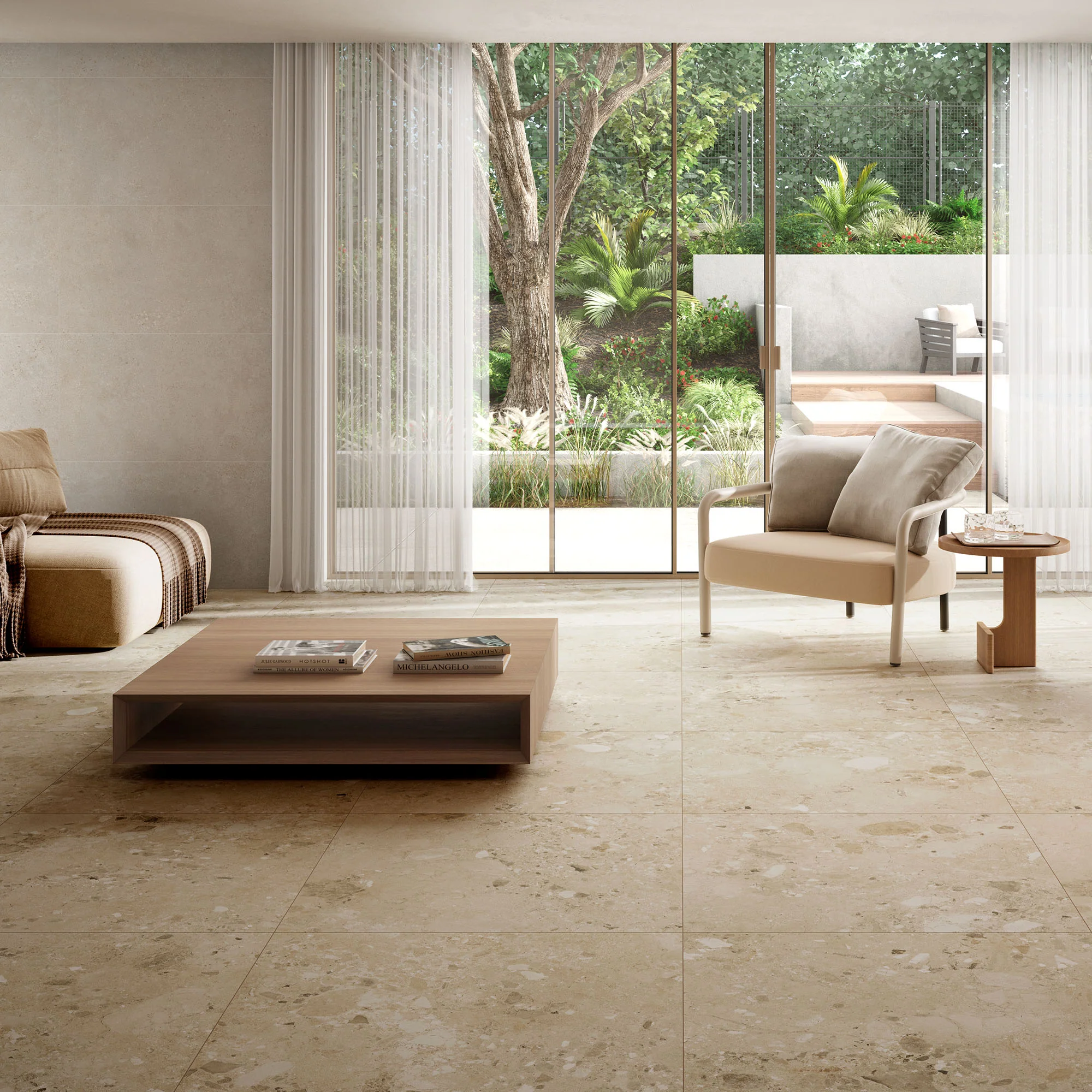 Beige Matt - Terazzia Smooth Porcelain Wall & Floor Tile - Image 3
