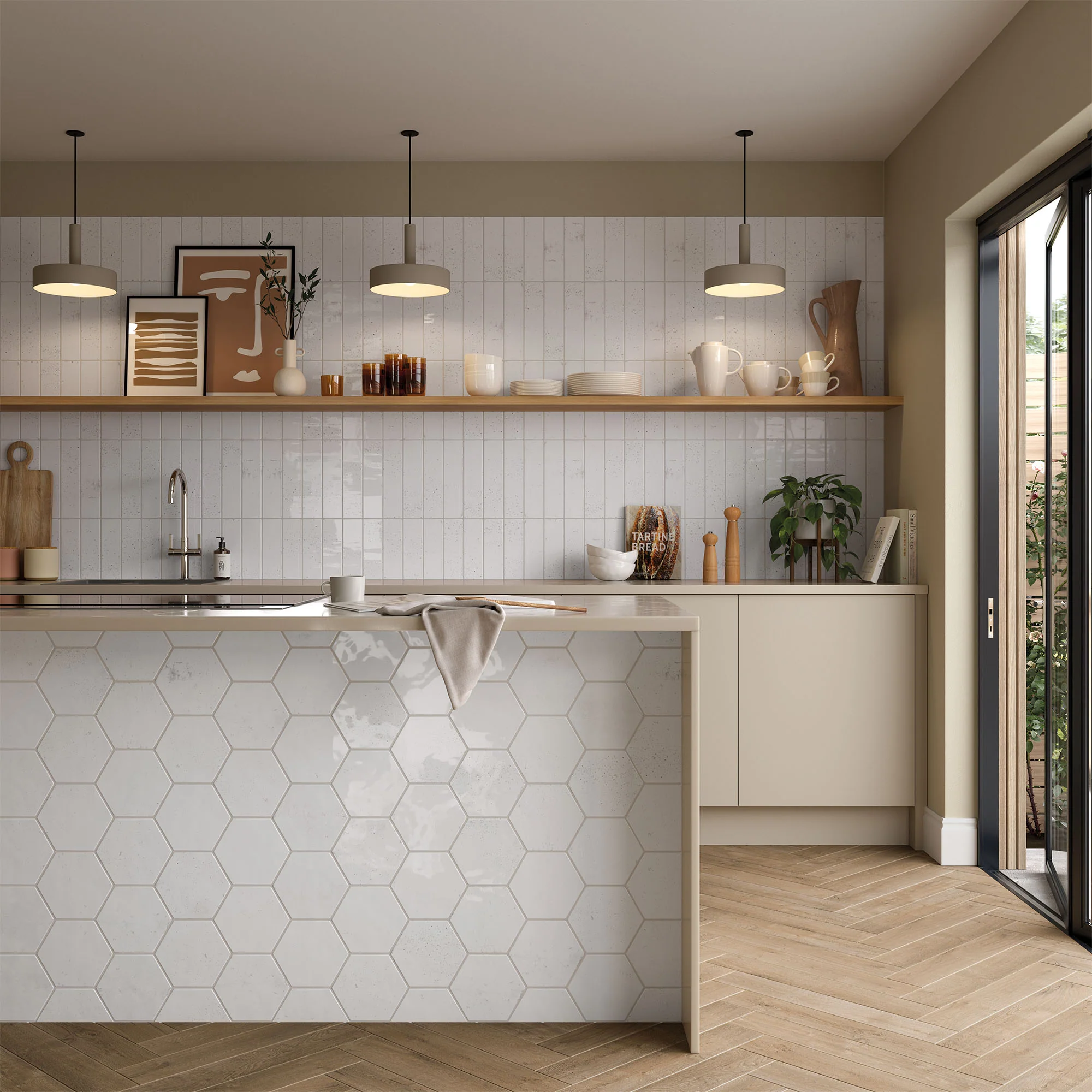 White - Aura 8mm Gloss Tile Sample (P11063) - Image 2