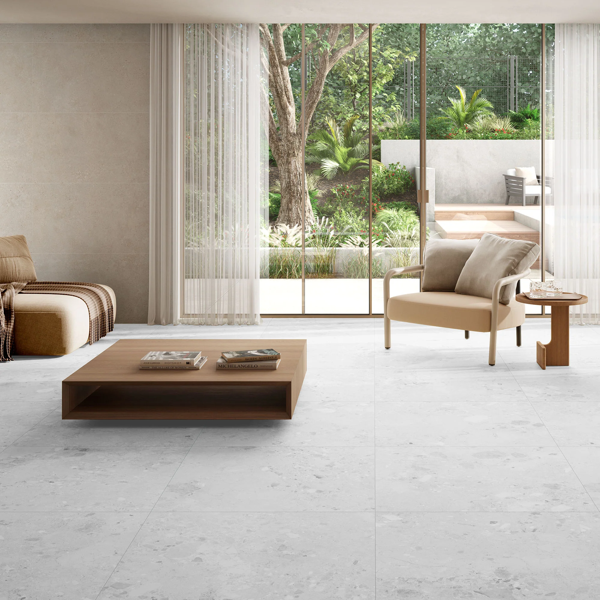 White - Terazzia 20mm Matt Tile Sample (P14813) - Image 2